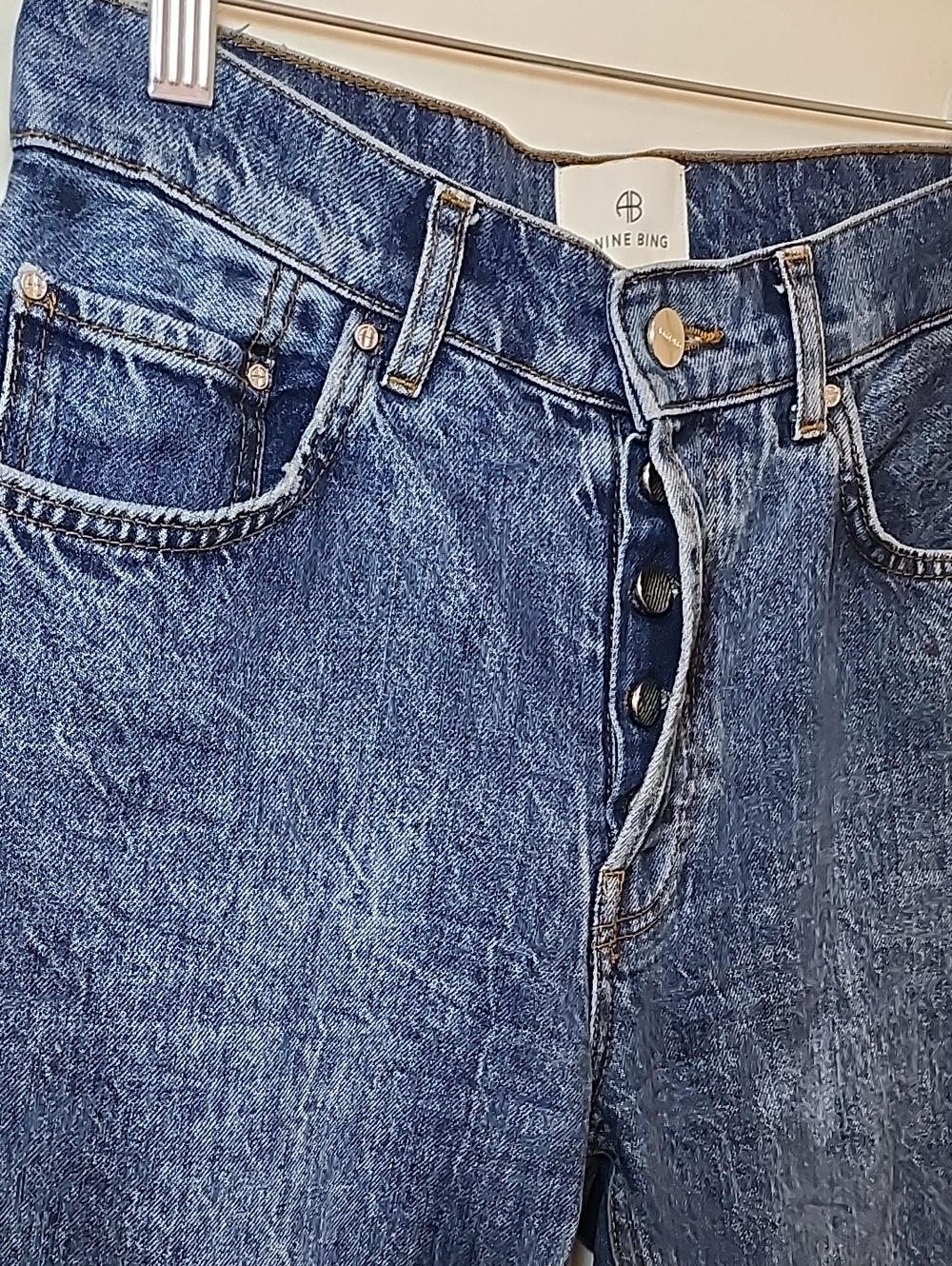 Anine Bing Women's Benson Jeans Marine Blue Straight Leg Size 26 - Picture 11 of 16